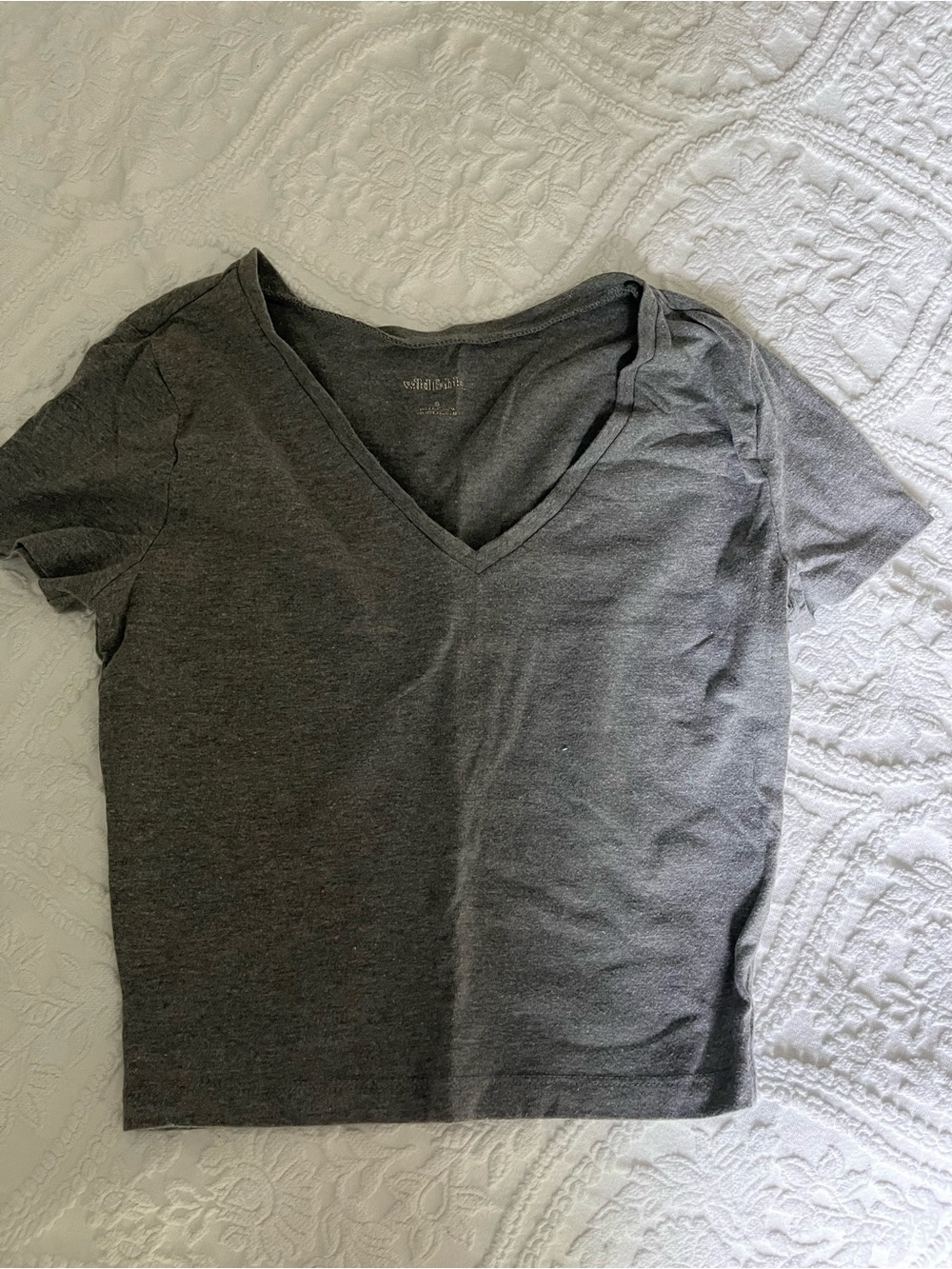 Free w any purchase! wild fable Charcoal Gray V-Neck Short Sleeve Crop Tee